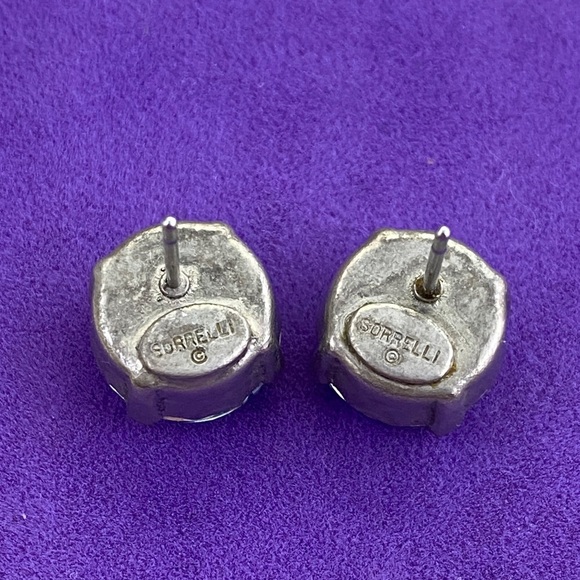 💛 Vintage Sorrelli 10mm Blue Crystal Stud Earrings - Picture 2 of 5